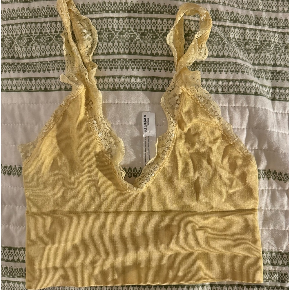 Urban Outfitters yellow lacy crop top size S